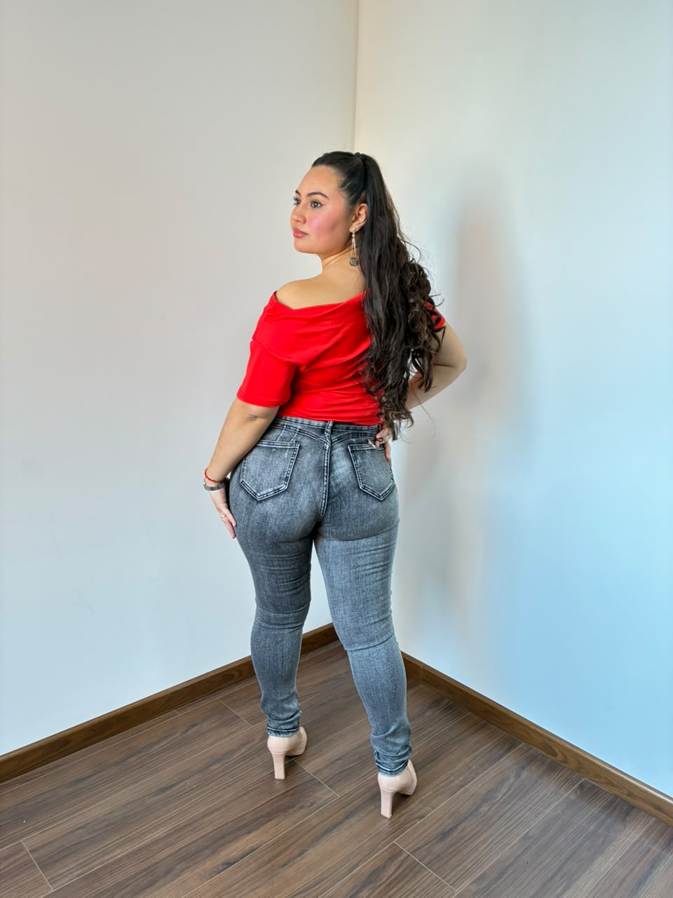 SKINNY JEANS GRIS JASPEADO