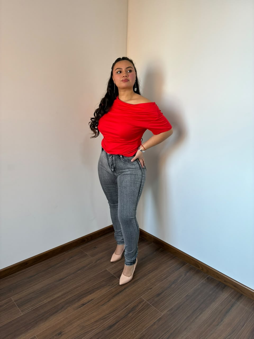 SKINNY JEANS GRIS JASPEADO